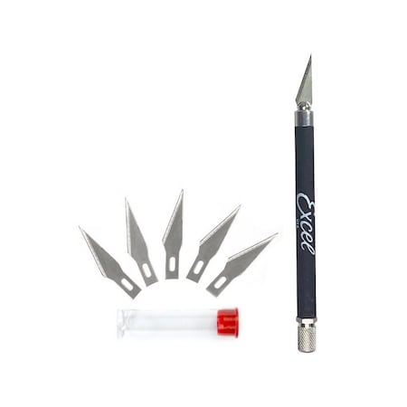 Excel Blades K18 Soft Grip Hobby Knife, 5 No 11 Blades and Safe Cap Asst. Colors 12pk 19018